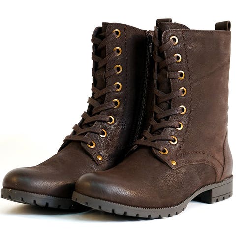 Brown Nubuck Leather Combat Biker Ankle 