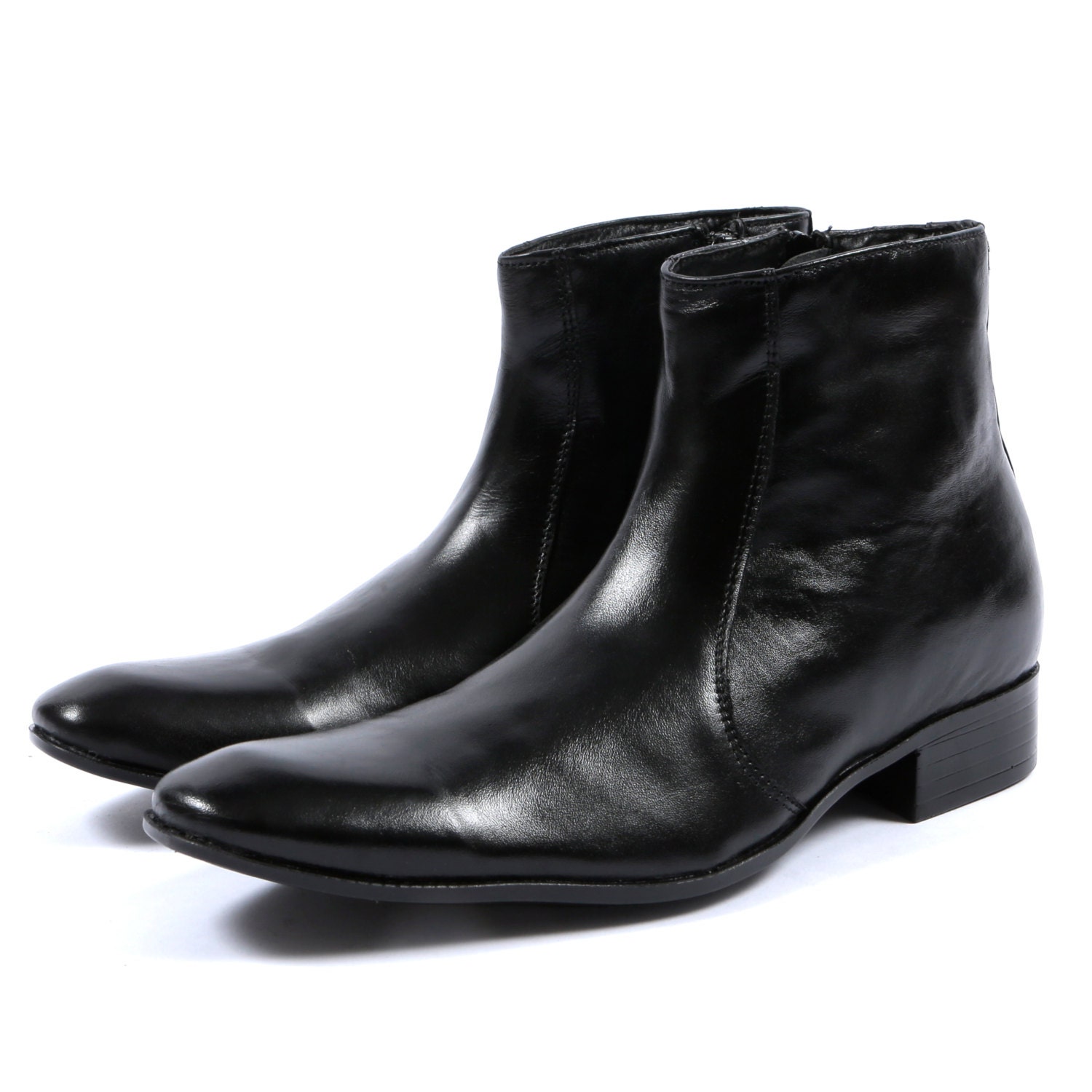 Aspele Black Leather Chelsea Boots - Etsy