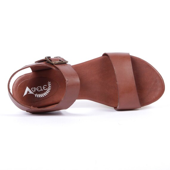 Crossover Ankle-Strap Sandals - Cognac