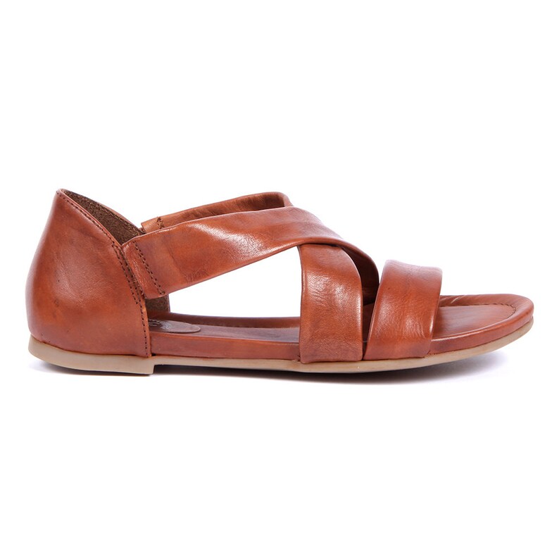 Womens Cognac Leather Sandals with Elastic Straps Etsy