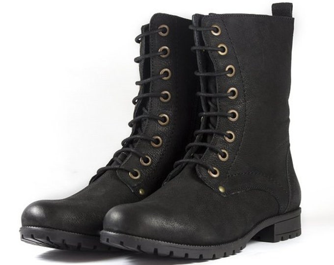 lace up womens black boots