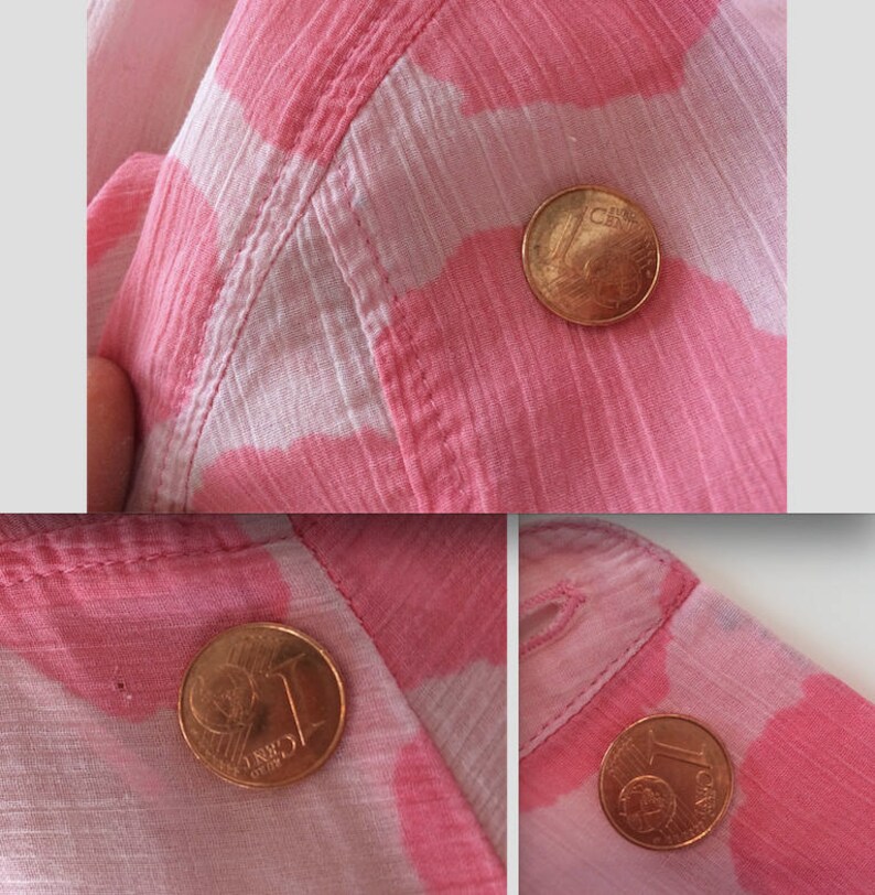 90/'s Agnes B blouse pink blouse cotton shirt button up blouse spotted shirt polka dot modern design french shirt 90s clothing