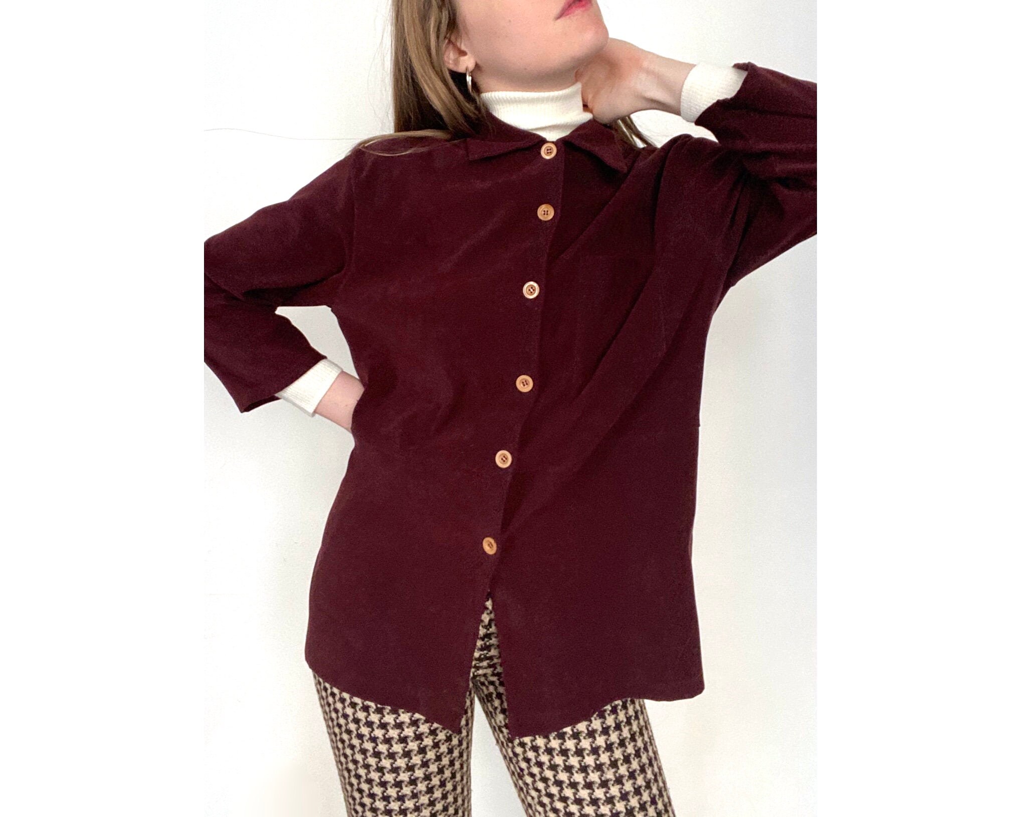 90s Burgundy Chore Shirt / Button up 