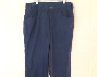1970s Disco Pants - 34x29 - Levi's Gentleman Jeans - Navy Blue - Slacks - Bellbottoms