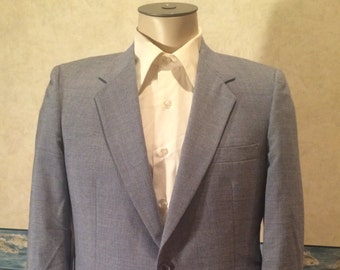 1970s Blue Blazer - Mens Snazzy Vintage Sport Coat from Fioravanti size 40R Medium