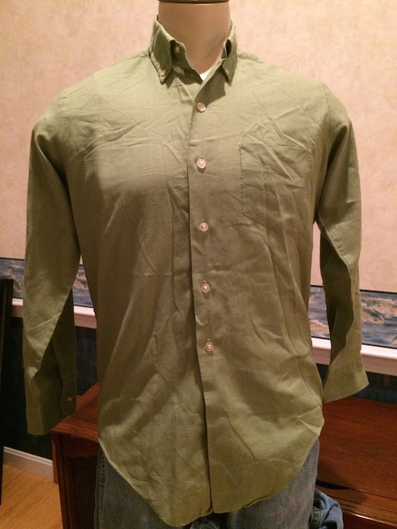 1960s Oxford Shirt Mens Light Green Dress Shirt from Etsy