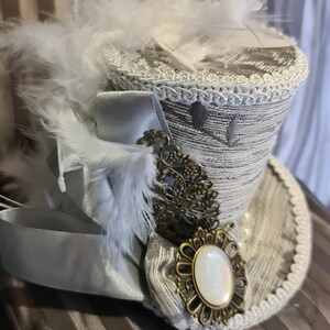 Mad Hatter-minihoge hoed, zilver