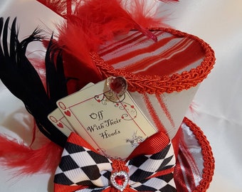 Mad hatter mini top hat queen of hearts Alice in wonderland, tea party