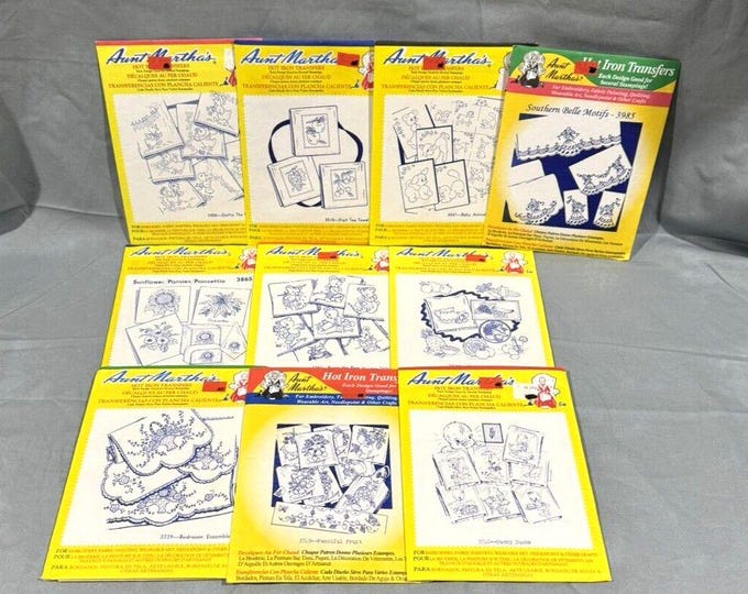 Vintage Aunt Martha's Hot Iron Transfers Lot of 10 Unused Free Shipping ...