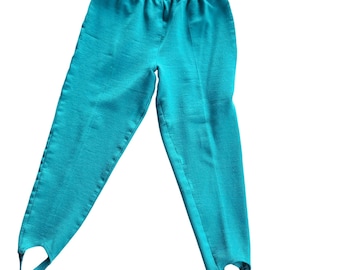 Vintage 90's Alfred Dunner Womens 10 Teal Stirrup Pants Knit Cotton Blend USA