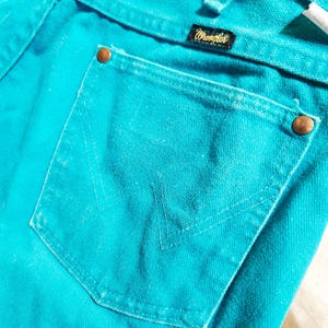 Vintage Wrangler Womens14 High Rise Straight Leg Jeans Teal USA Made 13MNRM image 10