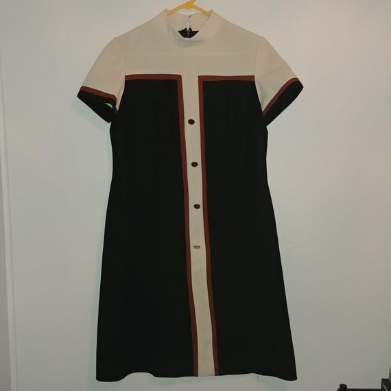 Vintage 1970s Polyester Shirt Dress R&K Knits Blac