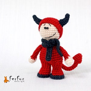 Miniature Halloween devil doll, Tiny devil figurine, Cute Halloween decoration