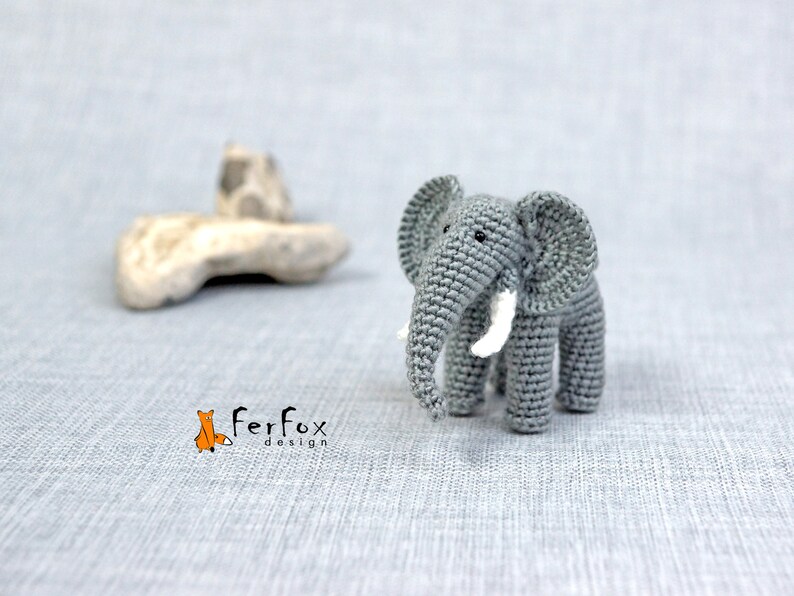Miniature elephant figurine Realistic elephant tiny stuffed | Etsy