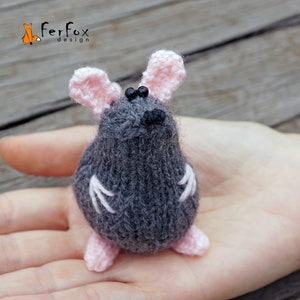 Miniature mouse stuffed animal, Tiny mouse plushie, Cute mouse figurine