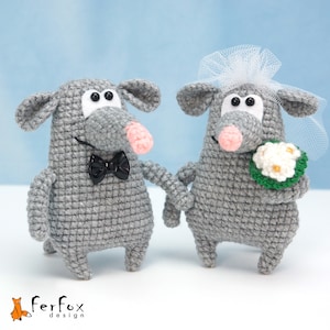 Bride and Groom rat stuffed animal, Cute wedding wedding gift for couple, Stuffed rat couple