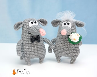 Bride and Groom rat stuffed animal, Cute wedding wedding gift for couple, Stuffed rat couple