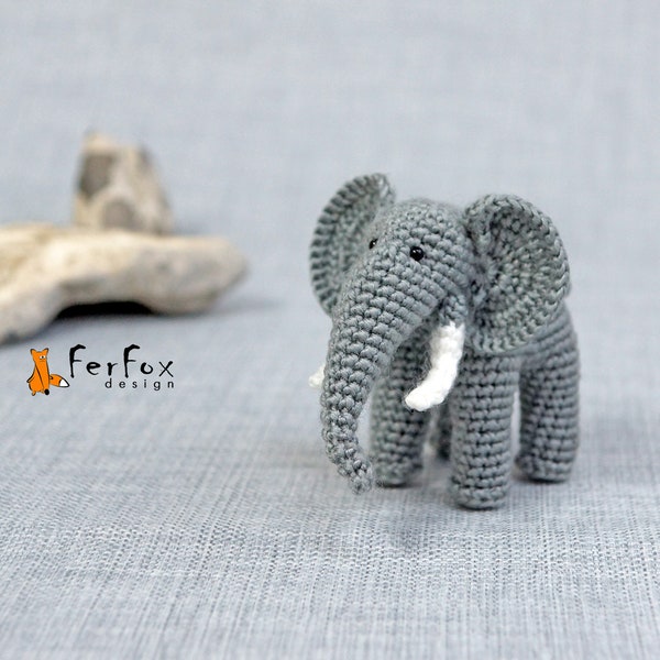 Miniature elephant figurine, Realistic elephant tiny stuffed animal, Tiny elephant plushie