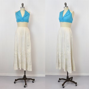 Antique 1900s Edwardian Victorian White Floral Embroidered Walking Bridal Skirt Wounded