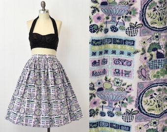 1950s Fruit & Floral Novelty Print Circle Skirt