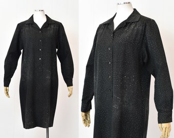1970s Marimekko Gray Dot Mod Shift Shirt Dress