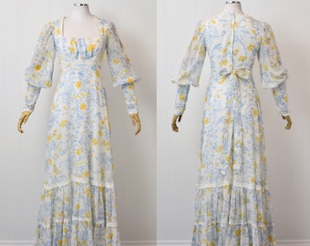 1970s Gunne Sax Floral Prairie Maxi Dress