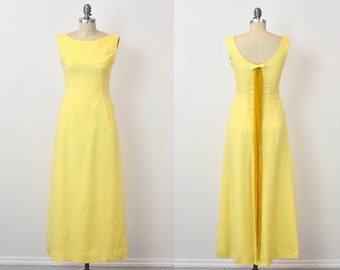 1960s Lorrie Deb Yellow Maxi Dress Gown