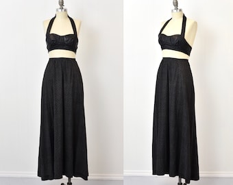 Antique Edwardian 1900s 1910s Teens Black Gray Walking Skirt Maxi