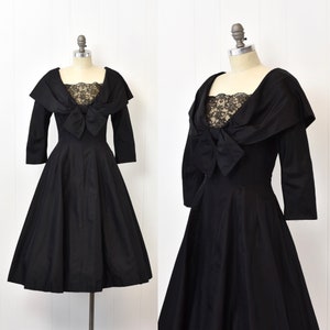 1950s Illusion Neckline Black Lace Formal Party Pinup Mrs. Maisel Roos Bros California Dress