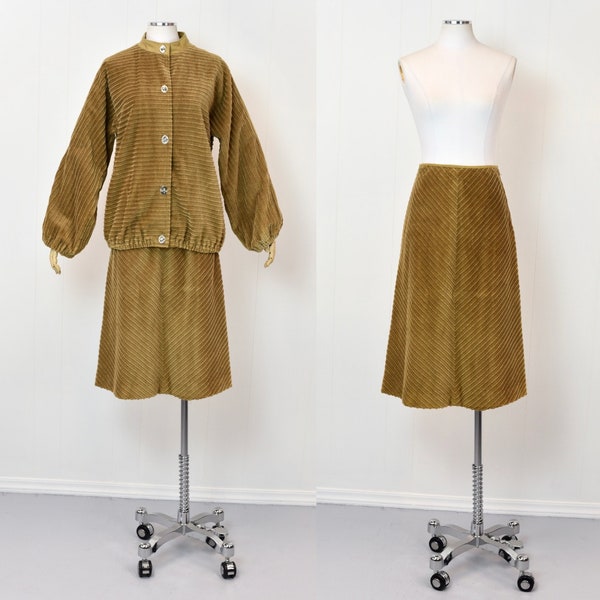 RARE 1970s Bonnie Cashin Sills Brown Corduroy Jacket & Skirt Two Piece Set