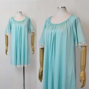 1960s/1970s Light Blue Nylon Floral Lace Eyeful Angel Wing Boudoir Lingerie