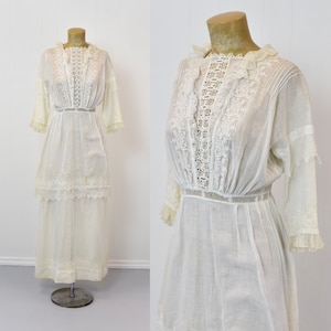 Antique 1900s Flower Hand Embroidery Cotton Dress - Etsy