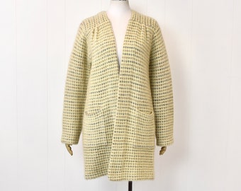 1980s P.G.E. Cream Wool Mohair Blend Cardigan Sweater