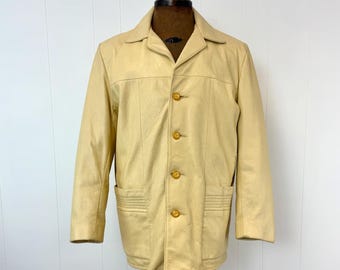 1950s Deerskin Leather Beige Brown Custom Coat Co. Inc Mid Century Mens Jacket