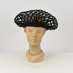 1960s Christian Dior Black Net Hat