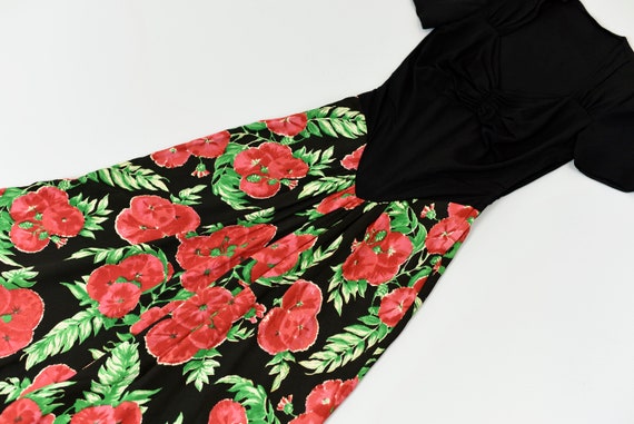 1940s Poppy Floral Print Saks Fifth Avenue Gown M… - image 3