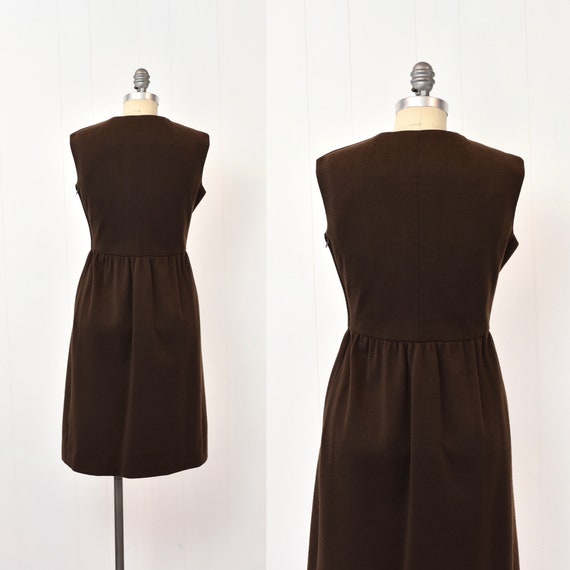 1960s Geoffrey Beene Chocolate Brown Wool Dress - image 5