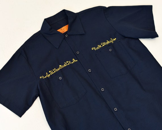 1970s Navy Blue New Jersey Bank Work Shirt - image 2