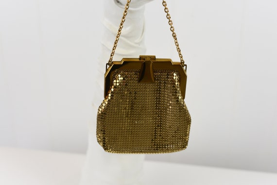 1940s Whiting & David Gold Metal Mesh Purse - image 2