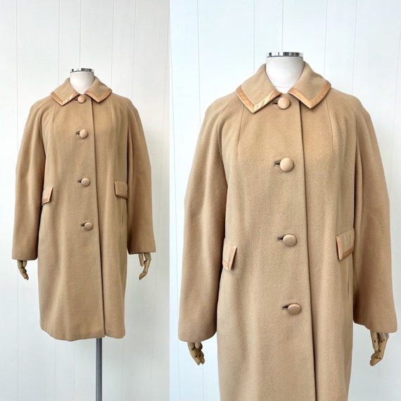 1960s Cashmere Taupe Beige Pink Coat Jacket - image 1