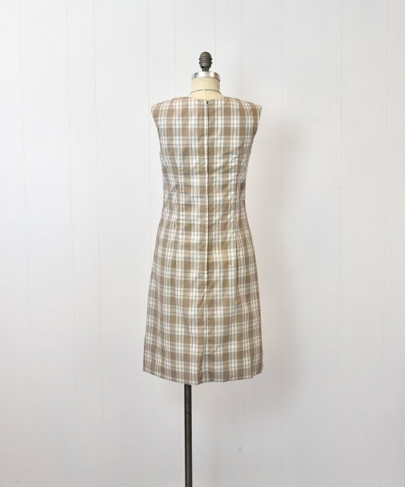 1960s Plaid Light Brown Mod Shift Scooter Dress - image 6