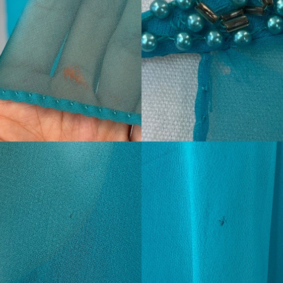 1950s/1960s Turquoise Blue Wiggle Cocktail Dress … - image 10