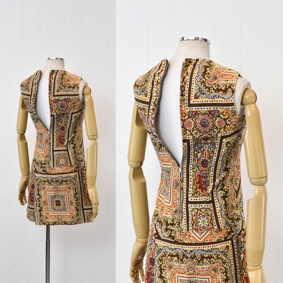 1960s Paisley Ethnic Print Romper Jumpsuit Skort … - image 7