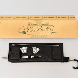 NOS 1950s Car-Brella Handi-Visor Multi Purpose Car Umbrella Cigarette Sunglasses Case Novelty