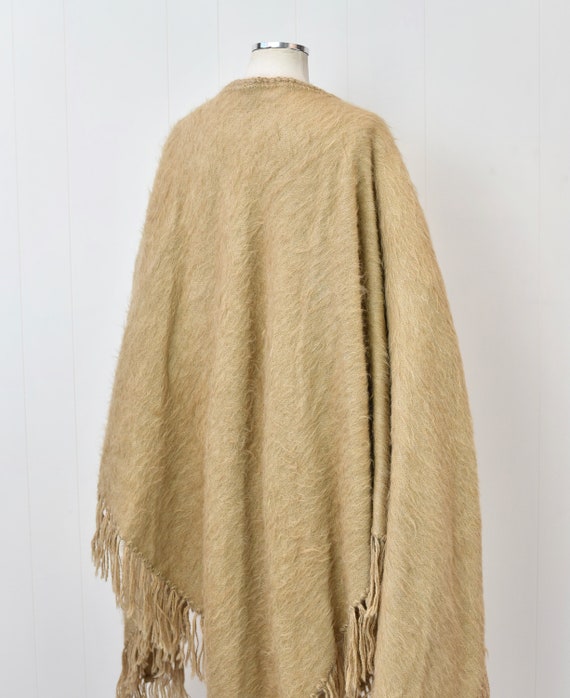 1970s Mohair Wool Tan Light Brown Mohair Fringe P… - image 9