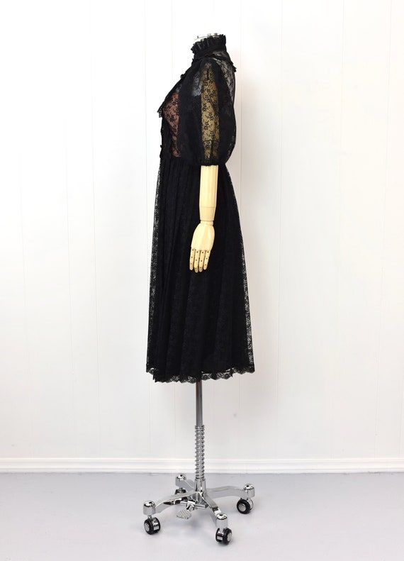 1980s Albert Capraro Black Floral Lace Victorian … - image 6