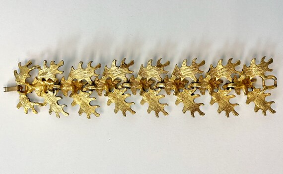 1960s Gold Tone Leaf Botanical Statement Bracelet… - image 6
