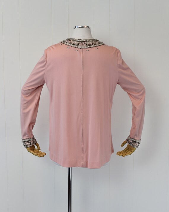 1960s Pink Beaded Rhinestone Blouse - image 4