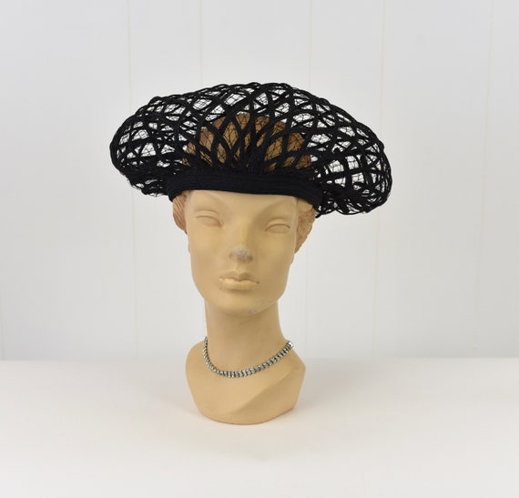 1960s Christian Dior Black Net Hat - Etsy display picture 1