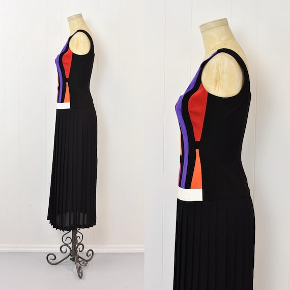 1990s Cache Ultra Suede Patchwork Black Pleated C… - image 5